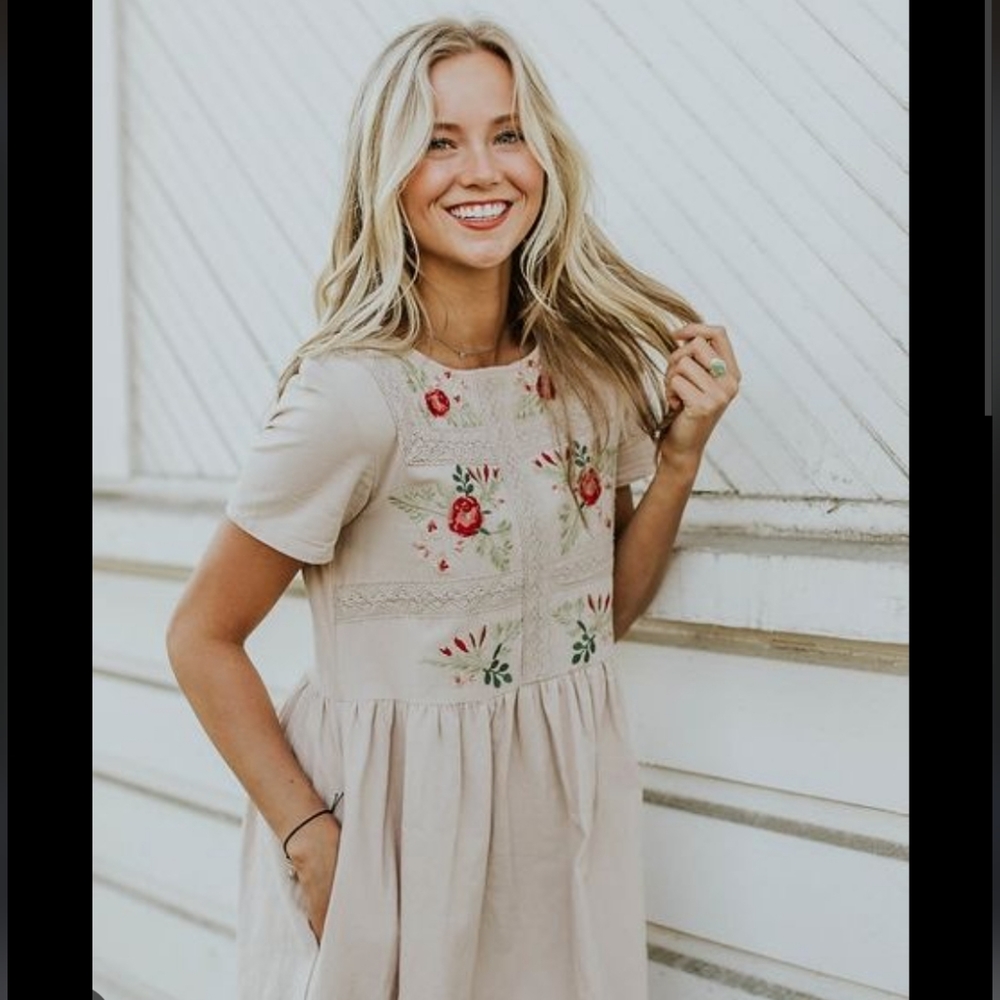 Roolee madeline jean dress light gray gauzy dress pockets